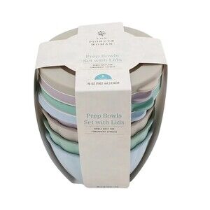 Pioneer Woman 8-Piece Melamine Prep Bowl Set Lids Nest for Storage Kitchen Gift
